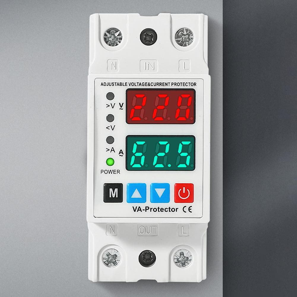Einstellbarer Überspannungs- und Überstromschutz AC 220V Doppelanzeige Spannungs- und Stromüberwachung mit automatischer Abschaltung