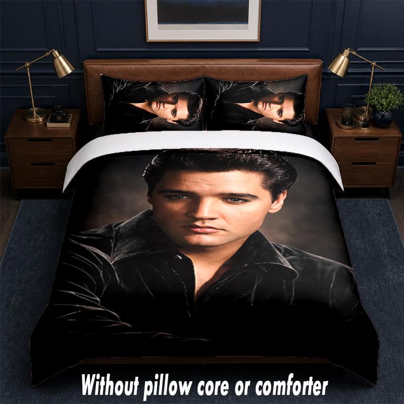 Elvis Presley Design Bed Bedding Set 1 Duvet Cover + 2 Pillowcases Soft Breathable Household Bed Linens