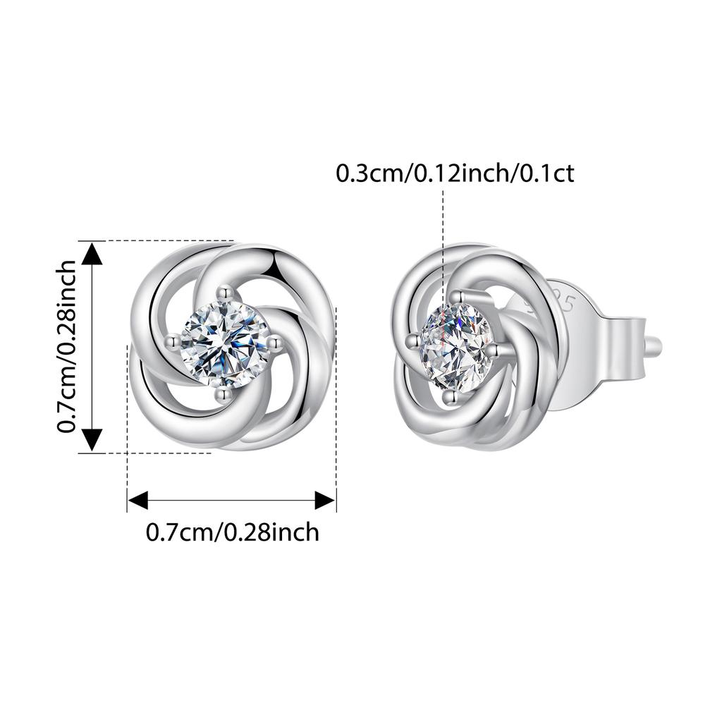 WOSTU Moissanite Mini Daisy Flower Clover Earrings 925 Silver Diamoind Cut Heart Round Wedding Studs Party Gift For Mom Daughter