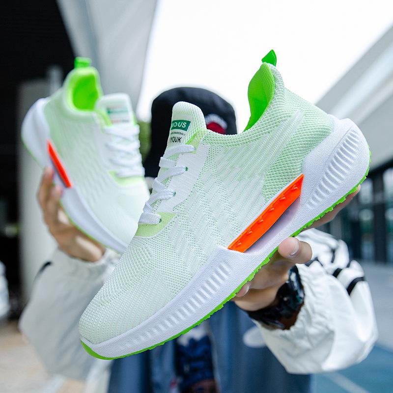 

Новые туфли для пар четырех сезонов, повседневная студенческая обувь с летающей тканой сеткой, спортивная обувь для бега для пар, повседневная универсальная обувь 44