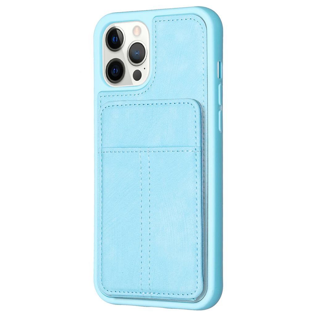 BF28 Kickstand Case for iPhone 15 Pro Max,Matte PU Leather Coated TPU Phone Back Protector Cover with Card Holder