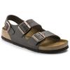 Birkenstock Milano Leather Soft Comfortable Durable Thick Sole Metal Buckle Beach Sandals Unisex Sandals Dark-Brown 0034101