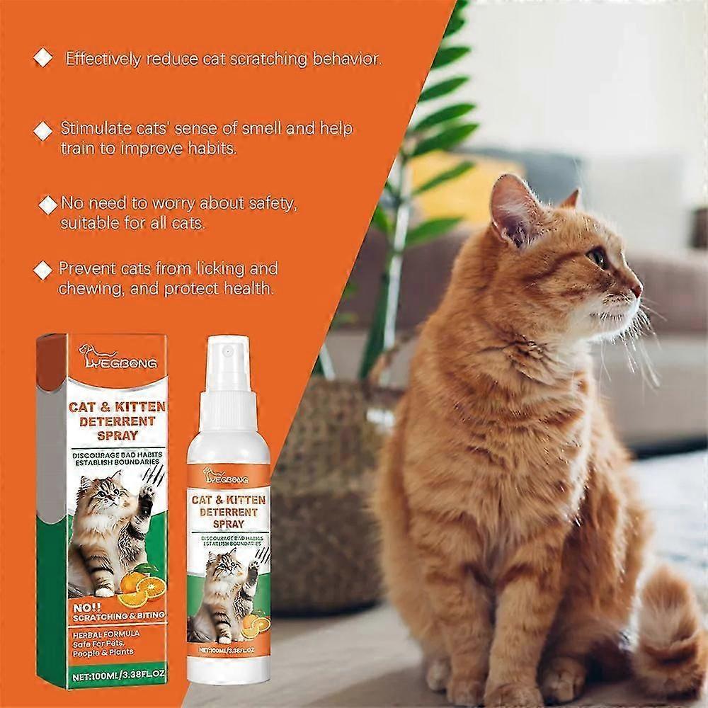100ml Cat Deterrent Spray Natural Scratching Cats Anti Scratch Spray No Stimulation Orange Fragrance Sofa Furniture Protectors