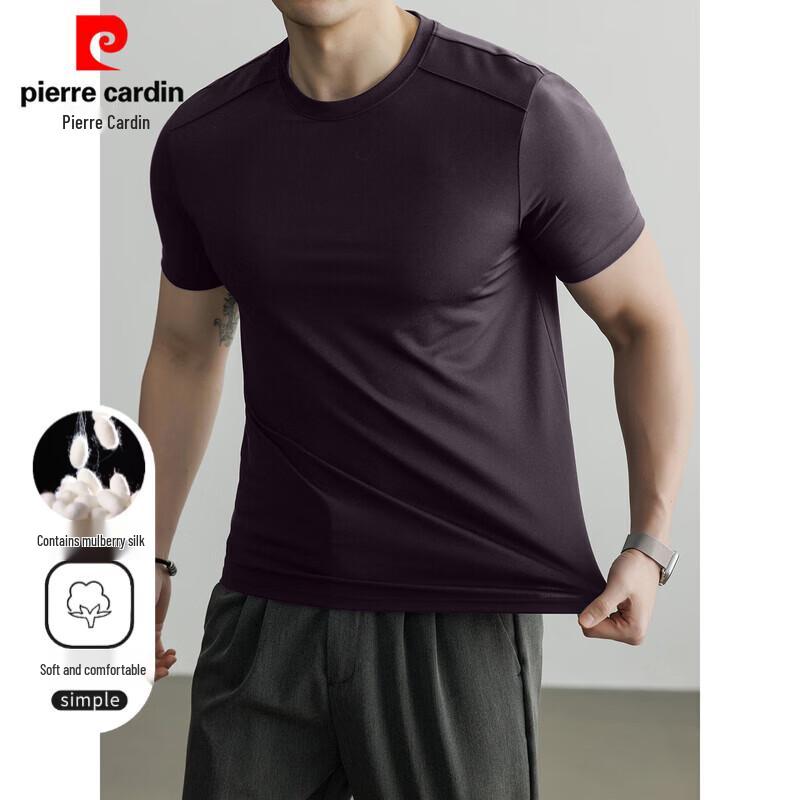 Pierre Cardin Men's Round Neck Linen Silk Blend Short Sleeve T-Shirt
