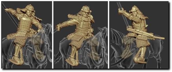 

Artist Hobby Scale Sengoku Period Horseback Warrior Set of 5 with Etching Parts 3D Print Kit AHLAH88016 1/72 (Japan) (Spear) (Human)