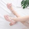 Women Kawaii Mid Block Heel Mary Jane Rockabilly Pumps with Bow Platform Chunky Heel Cute Sweet Shoes