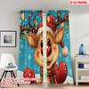 2pcs 2D Flat Printing Merry Christmas Curtains Cute Cartoon Reindeer Christmas Greeting Digital Printed Polyester Drapes Festive