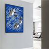 Kina Koi Cyan Gyotaku Välsignelse Tryck Affisch Kanvasmålning Modern Väggkonst Bilder För Vardagsrum Sovrum Heminredning