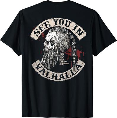 Wir sehen uns in Walhalla Totenkopf Wikinger T-Shirt Geschenk für Freund Alle Größen S-4XL