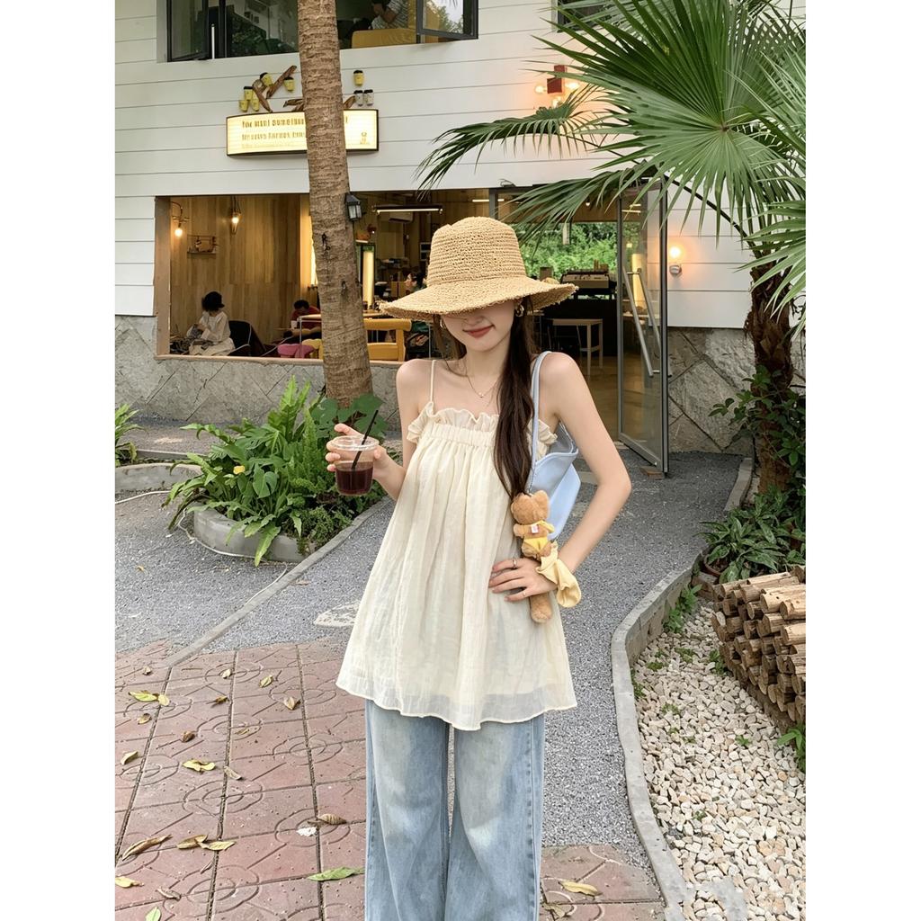 Summer sling vest women's new sweet and gentle temperament thin and white tube top