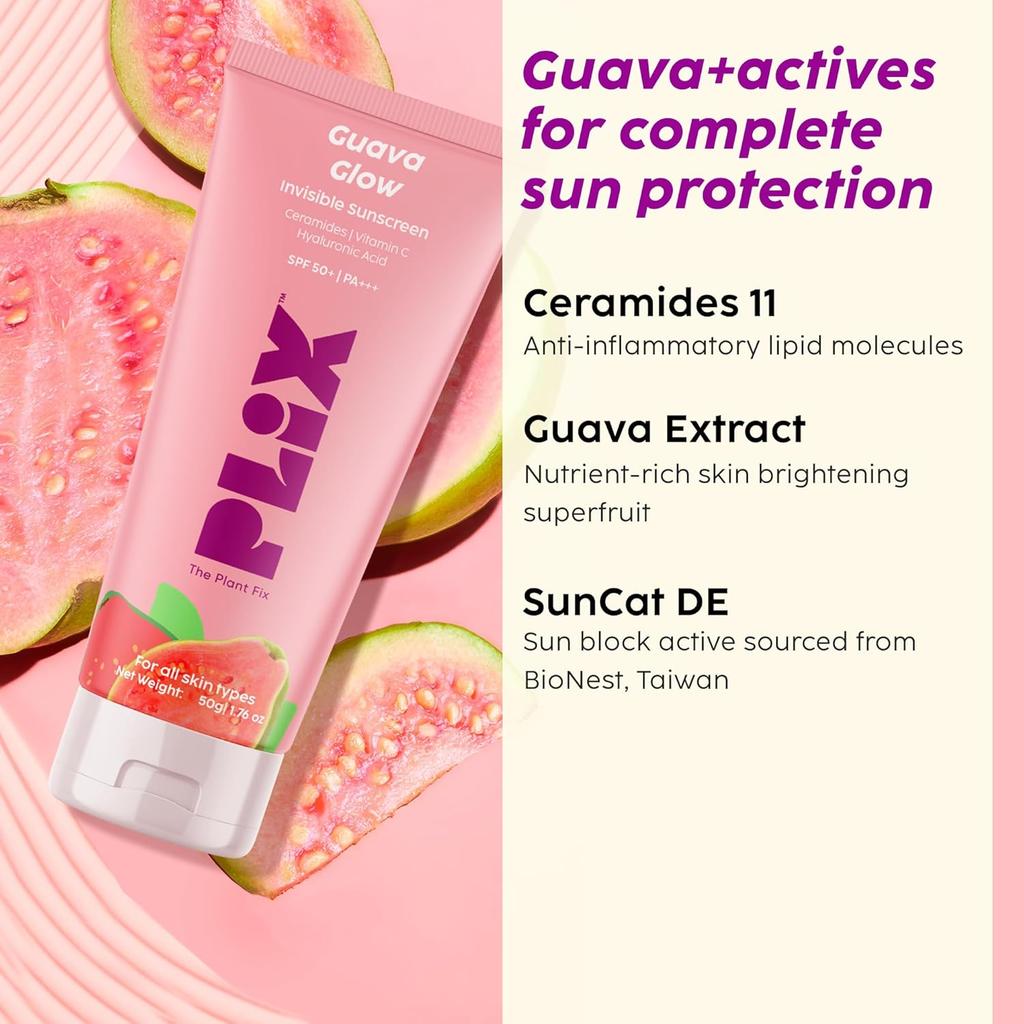 PLIX The Plant Fix Guava & Rose Confezione Skincare da 5 Pezzi | Detergente, Tonico, Siero, Idratante, Protezione Solare SPF 50+