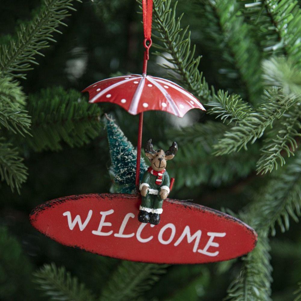 Elk Christmas Parachute Pendant Wrought Iron Christmas Hot Air Balloon Pendant Delicate   New Year