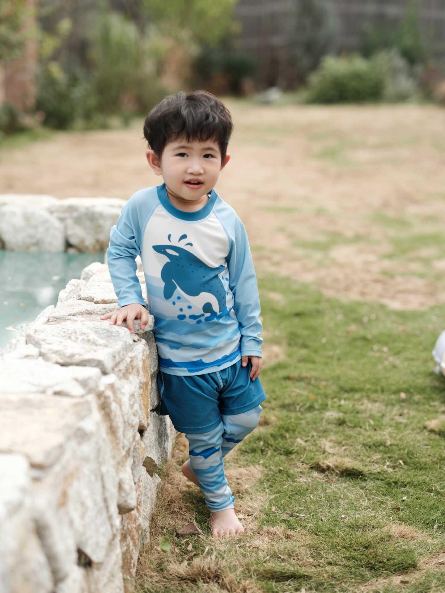 

Новый детский купальный комплект для защиты от солнца 2025: Рукав длинный, Брюки, Шорты и Шляпа - Быстросохнущие 130