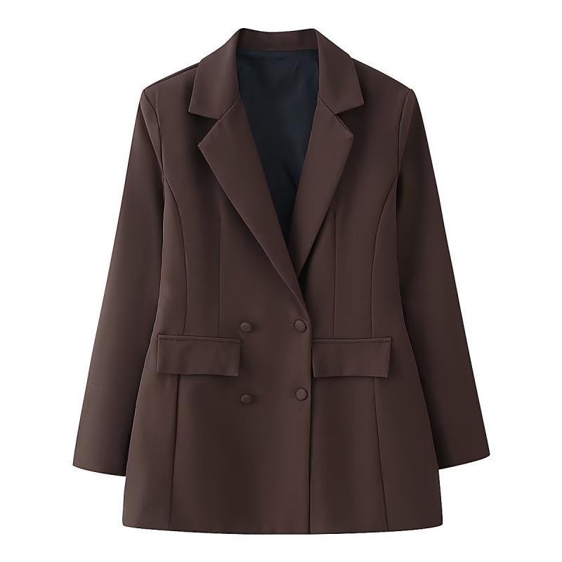 

2026 Spring European & American Style Five-Color Lapel Long-Sleeve Suit Jacket Medium коричневый