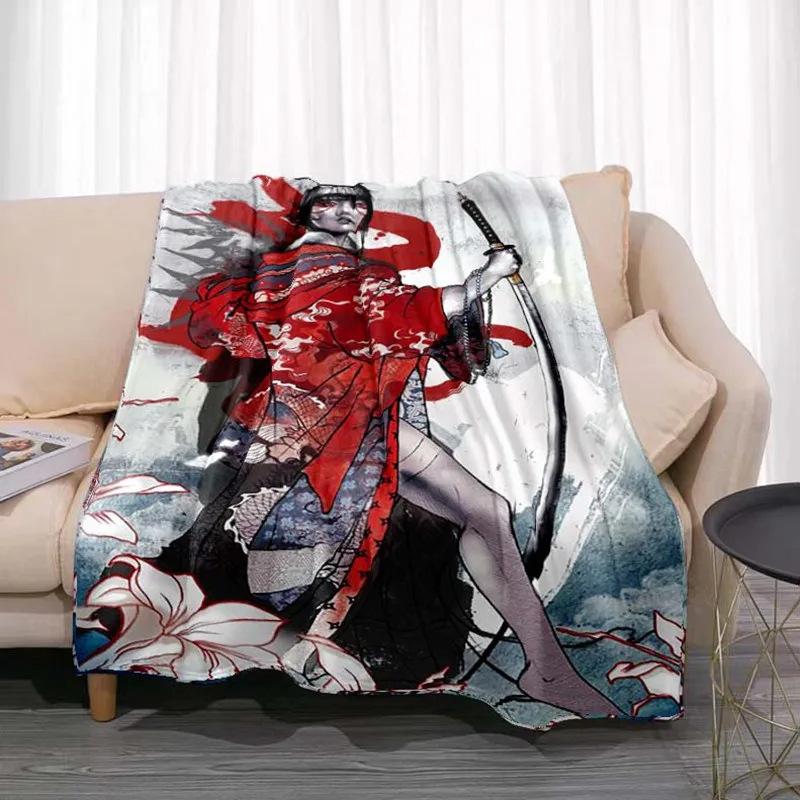 Japanese Geisha Printed Blanket for Sofa Bed Travel Camping Living Room Office Conditioning Blanket for All Seasons Gifts