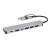 USB Type C Hub High Speed 1 USB3.0 4 USB2.0 2 Type C Port Aluminum Alloy USB Splitter for Laptop Tablet Phone PC
