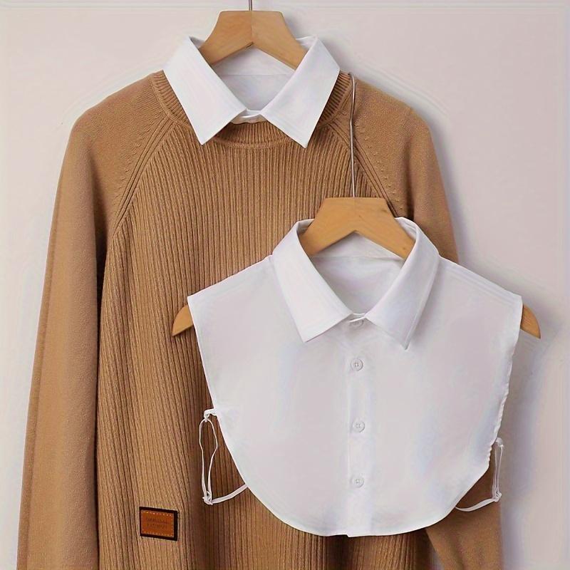 1ks Elegantní poloviční límec, Dámské bezrukávové odnímatelné kusy límce z umělé kůže, Vrstvené vložky do košile z polyesteru, Lze prát v pračce