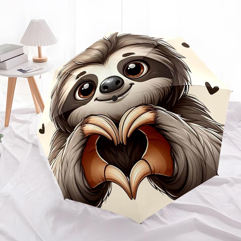 Cartoon Sloths Umbrella, Lightweight & Portable, 8-Rib Iron Frame, Perfect for Outdoor Travel, Home Accessory, Christmas Gifts
