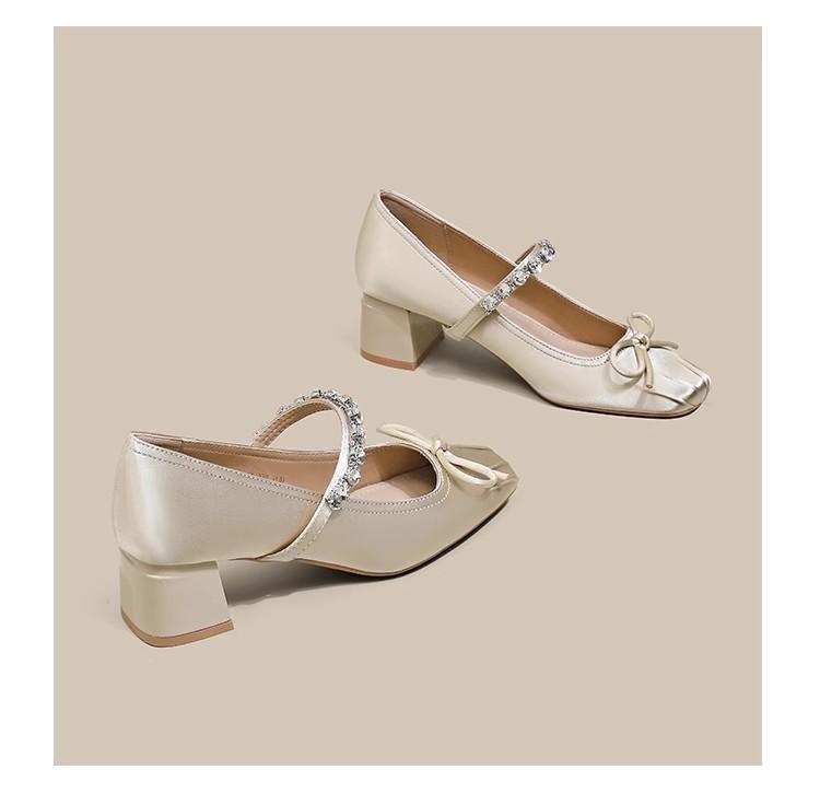 

Летние новые туфли Мэри Джейн на толстом каблуке с квадратным носком, украшенные бантом и стразами, женские летние, под юбку ципао 40