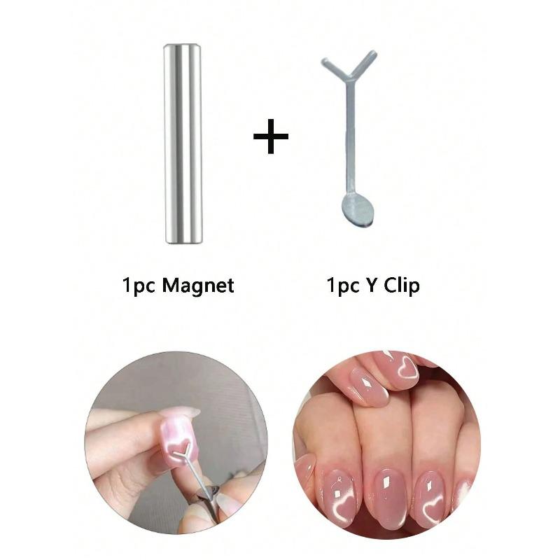 2pcs/Set Y-Shape Cat Eye Nail Magnet Set Creating Heart Cat Claw Shapes On Nails Magnetic Nail Art Accessories Nail Art Tool 2pcs