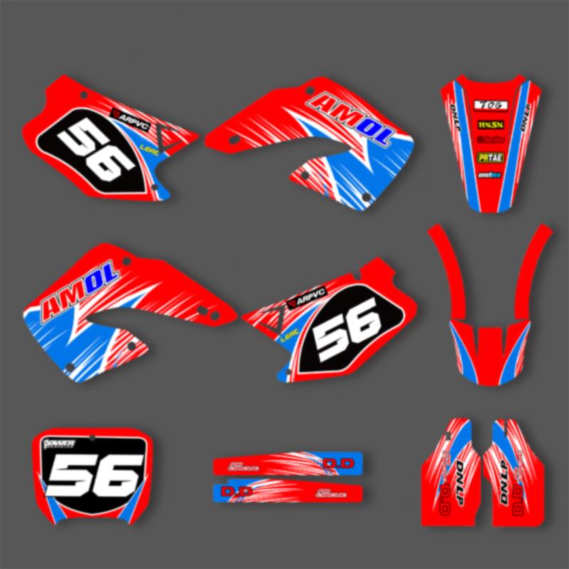 PowerZone Full Graphics Background Decals Stickers Kit For HONDA CR125 250 2000 2001 CR250 125cc 250cc Motorcycle