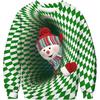 New Green Hair Monster Santa Claus 3D Digital Print Christmas Peripheral Round Neck Long Sleeved Women's Pullovers