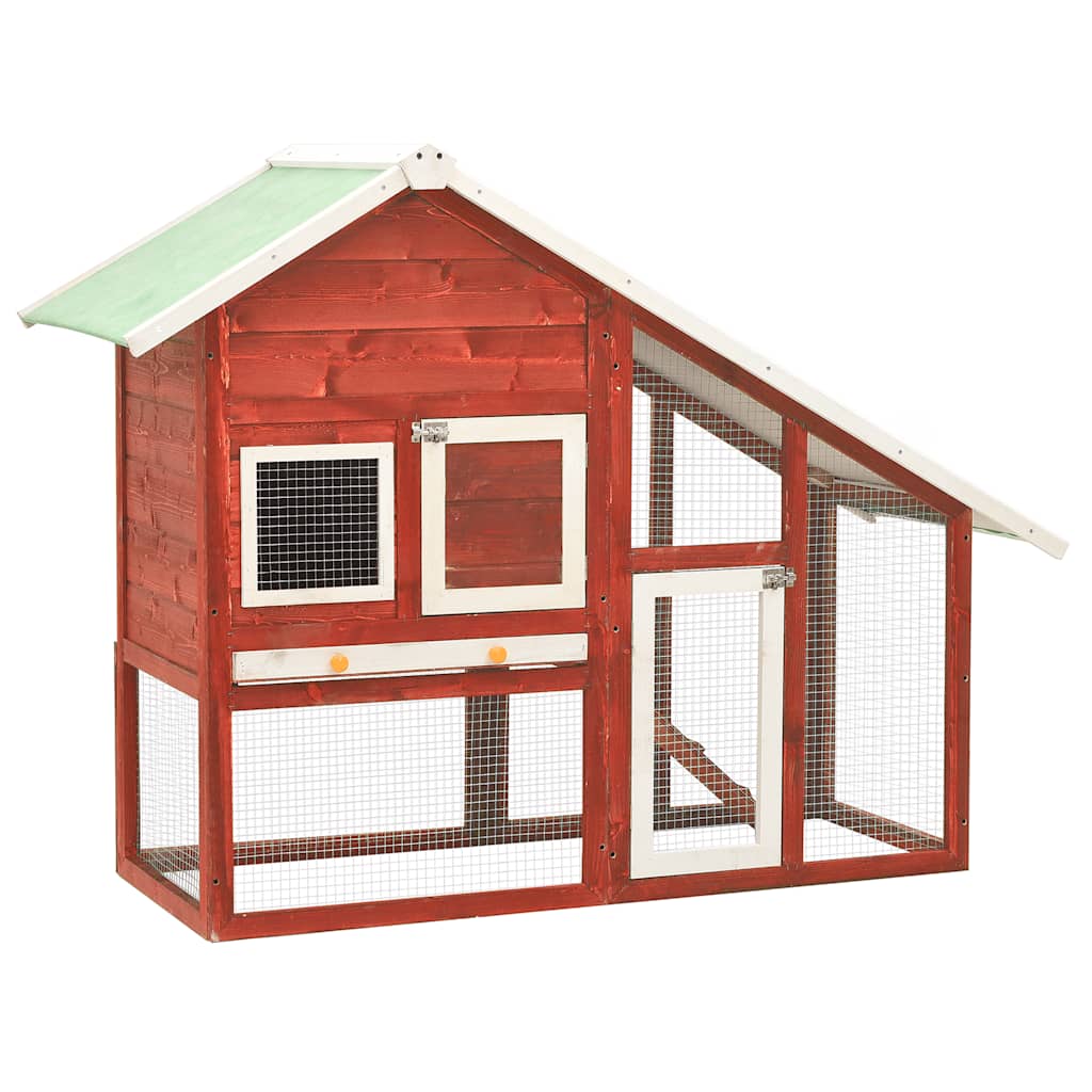 Vidaxl Domek Dla Królika, Czerwono-Biały 140X63X120 Cm, Drewno Jodłowe