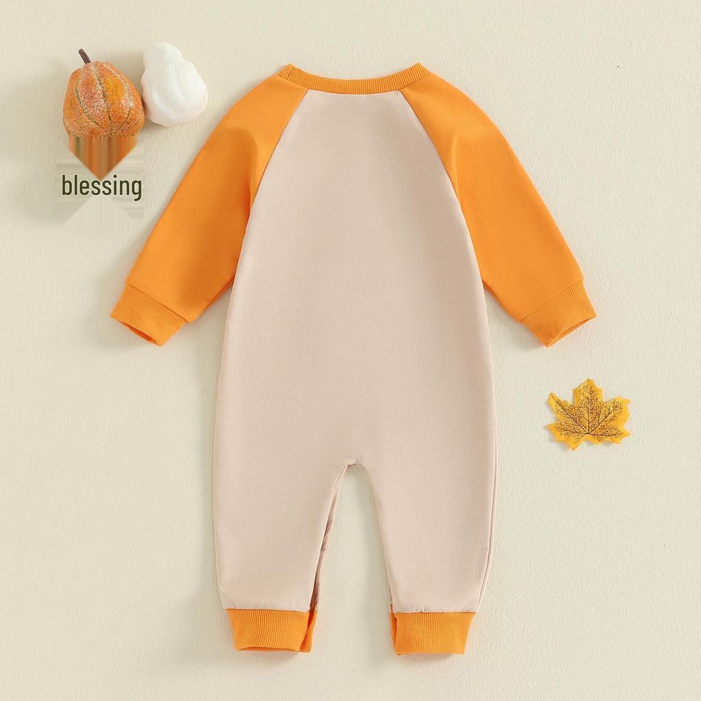 Baby Boy Pumpkin Embroidery Halloween Romper - Super Cute & Perfect for Outdoors