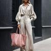 Autumn 2025 Solid Color Cotton Linen Two-Piece Set: Long Sleeve Shirt & Wide Leg Pants