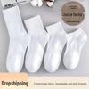 Unisex Mid-Calf White Cotton Sports Socks - Daily Wear, Autumn/Winter, Tight-Waisted, Solid Color, Athletic Style.