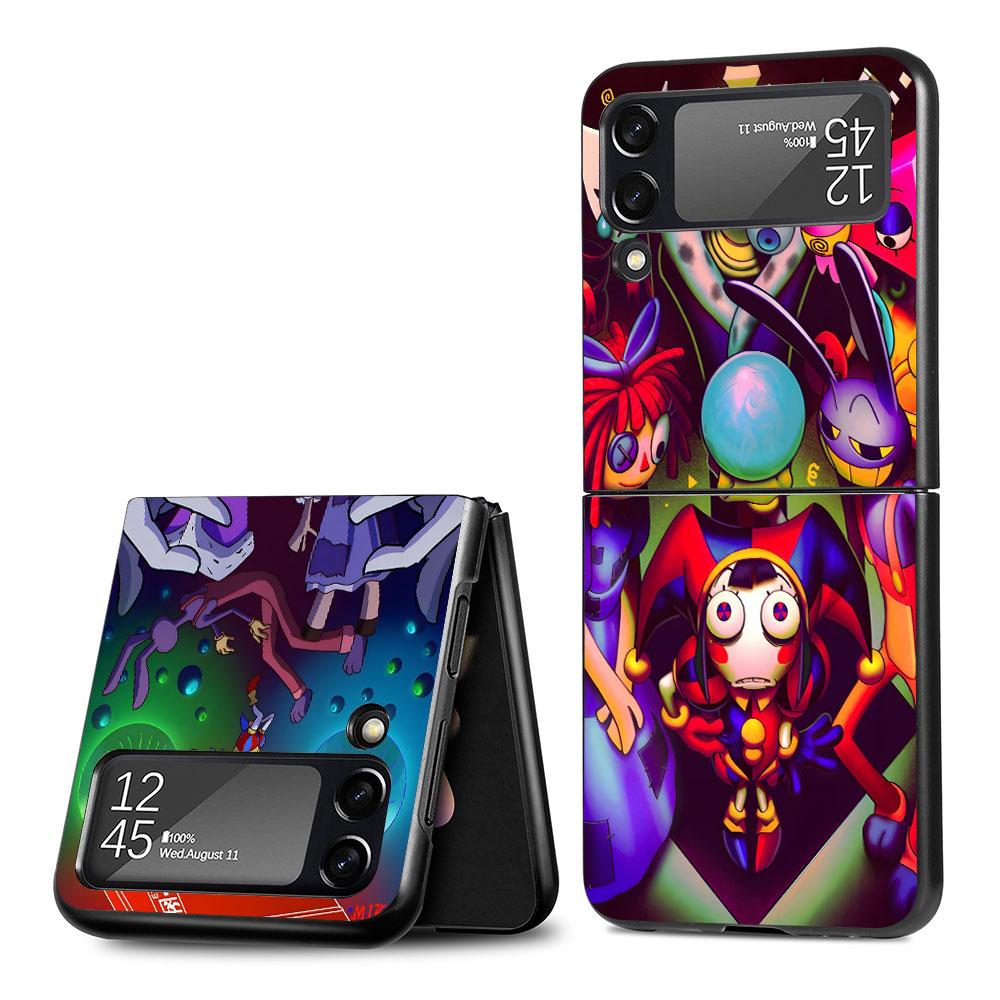 Pomni Amazing Digital Circus Case for Samsung Galaxy Z Flip4 Flip3 5G PC Hard Phone Shell Z Flip 4 3 Black Zflip4 Zflip3 Cover