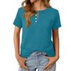 Women's Fashionable Casual Summer V-neck Button Short-sleeved Top