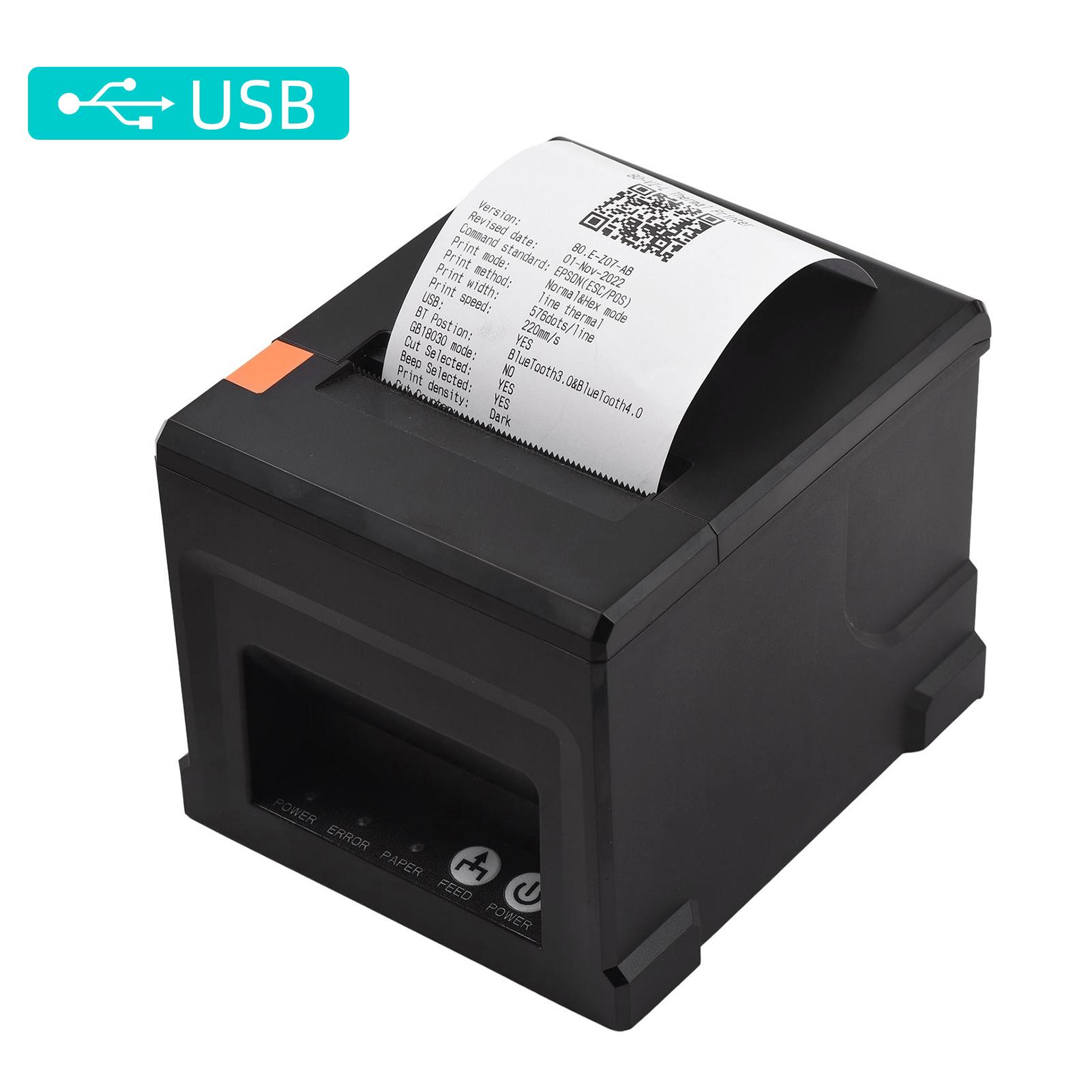 

80-міліметровий принтер чеків USB+LAN POS-принтер із автоматичним різаком Настільний прямий термодрук UK-1