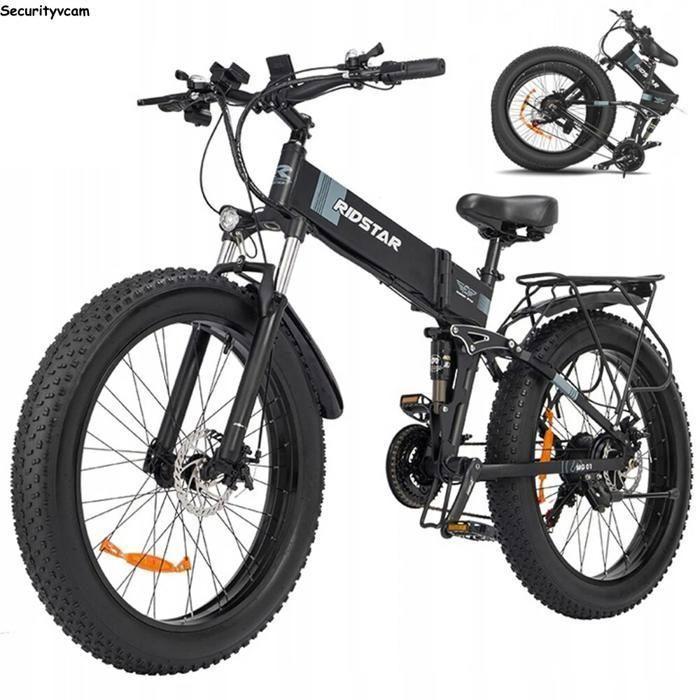 KUKIRIN RIDSTAR H20 - V&eacute;lo &eacute;lectrique pliable - Moteur 1000W - Batterie 48V 15AH - Max 50 km/h - Autonomie 70KM - 26 Tire - Nior 