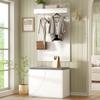 Coat Rack Set 3-in-1 Set – Clothes Rack with Integrated 4 Hooks, Shoe Cabinet with Two Doors and Shoe Bench. White,60×35×(45+100)cm