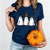 Women Halloween T Shirt Ghosts with Witch Hats Graphic Tees Family Matching Bat Pumpkin Short Sleeve Tops Halloween Party Tshirt