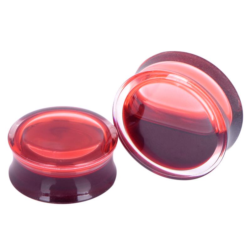 Blood Red Liquid Filled Ear Plugs Flesh Tunnels Earrings Saddle Gauges Jewelry