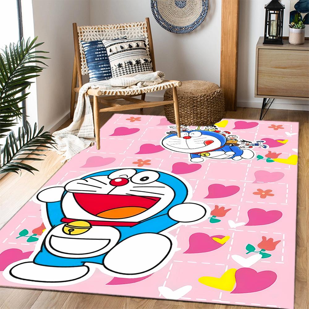 Doraemon Heart Adventure Themed Anti-Slip Rugs - Polyester Home Decor, Suitable for Bedrooms, Living Rooms, Doorways, Studios, and Decorations