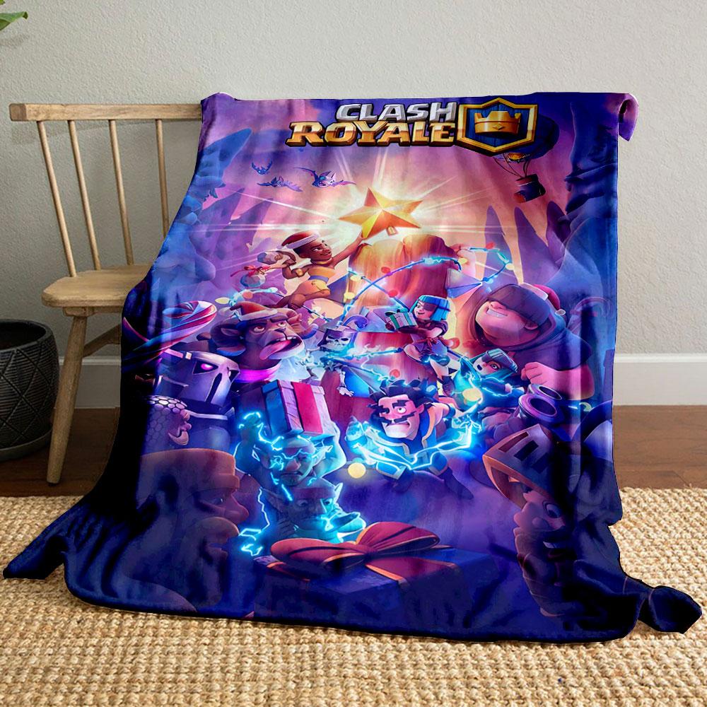 Festive Clash Royale characters surrounded by gifts and electric effects. for all seasons blanket lunch break throw gift