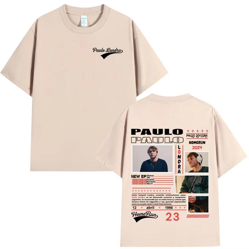 

Rapper Paulo Londra Album Merch Tshirts Unisexs Women Clothing Fashion Hip Hop Oversized T Shirts Cotton Cozy Short Sleeve Tshirt S