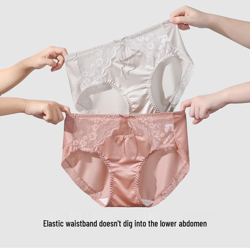 YOUKESHU Women's 10A Antibacterial Lace Cotton Briefs (3-Pack)