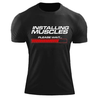 2023 Vintage Tshirt Installing Muscles Please Wait Funny Design Tshirt Harajuku Oversize Tee Shirt Fashion Streetwear Unisex Top