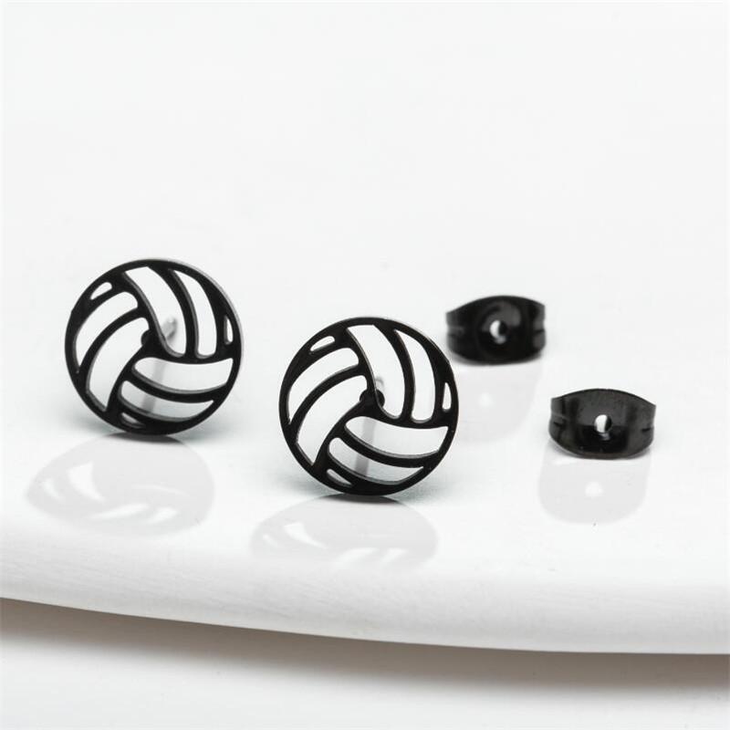Punk Geometric Volleyball Earings Women Tiny Stainless Steel Heart Feather Triangle Umbrella Stud Earrings Pendiente Hombre