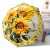 Sunflower Garden Plate Outdoor Automatic Umbrella Folding Umbrella with 8 Ribs Durable Plastic & Iron All-Season Use Vibrant Pattern Umbrella