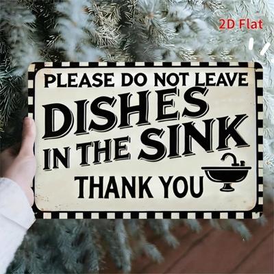 Vintage Iron Wall Sign No Dishes In Sink Kitchen Decor 8x12 Inch Home  Bathroom Plaque
