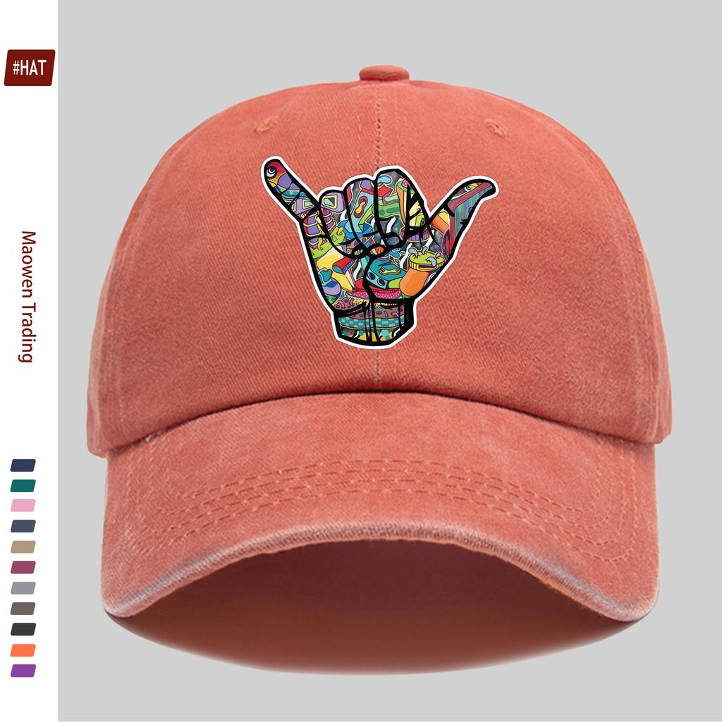 Pc Hawaiian Six Hand Gesture Pattern Print Baseball Cap Casual Decorative Design Sun Hat Comfortable and Lightweight Multi
