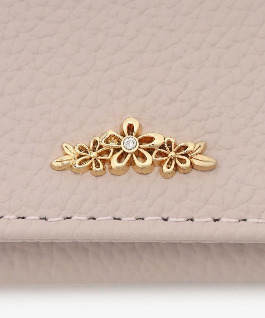 Afternoon Tea Living Business Card Case/Organizer HQ43, Genuine Leather Business Card Case with Flower Charm / Afternoon Tea PREMIUM, Light Gray