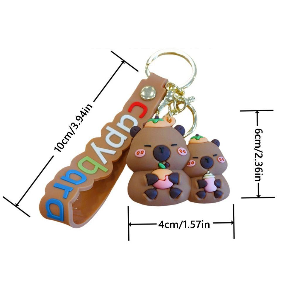 Car Ornament Cartoon Capybara Keychain Micro Landscape Desktop Ornament Keychain Pendant Doll  Gift