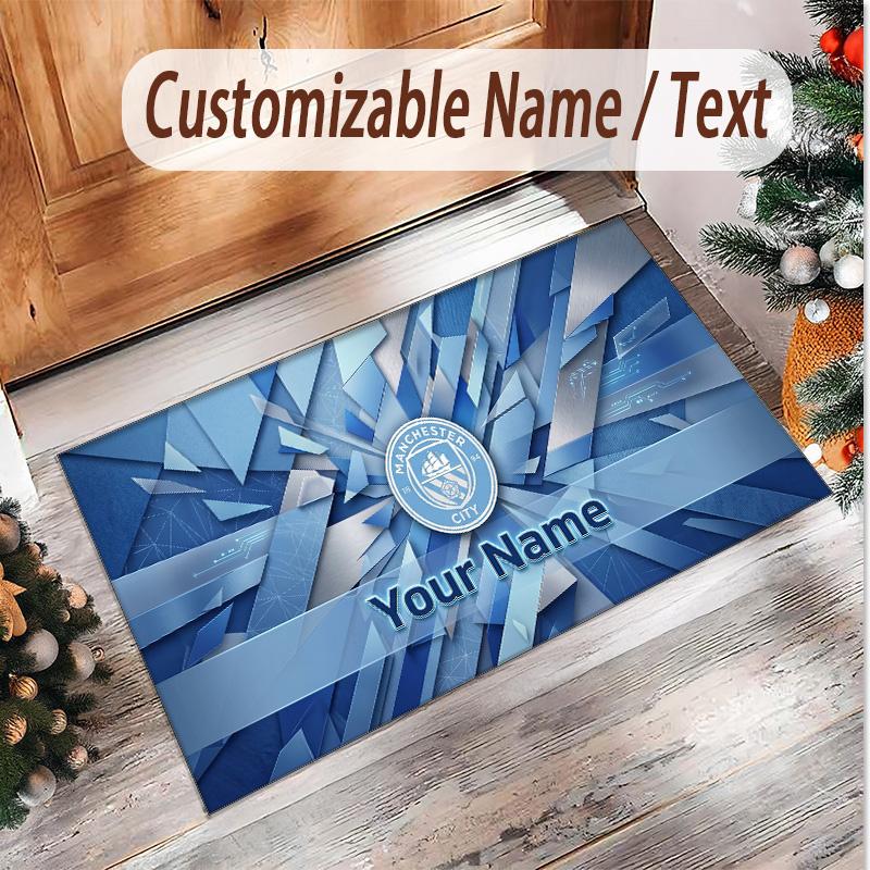 Personalized Crystal Velvet Carpet Manchester City Pattern Non Slip Floor Rug