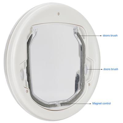 Pet Flap Door Two‑way In Out Dog Cat Flap Magnet Door Round Plastic Doorway Pet Supply